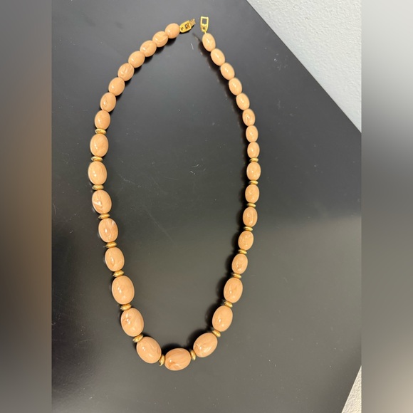 VTG Napier French Beige Gold Beaded necklace signed 24\